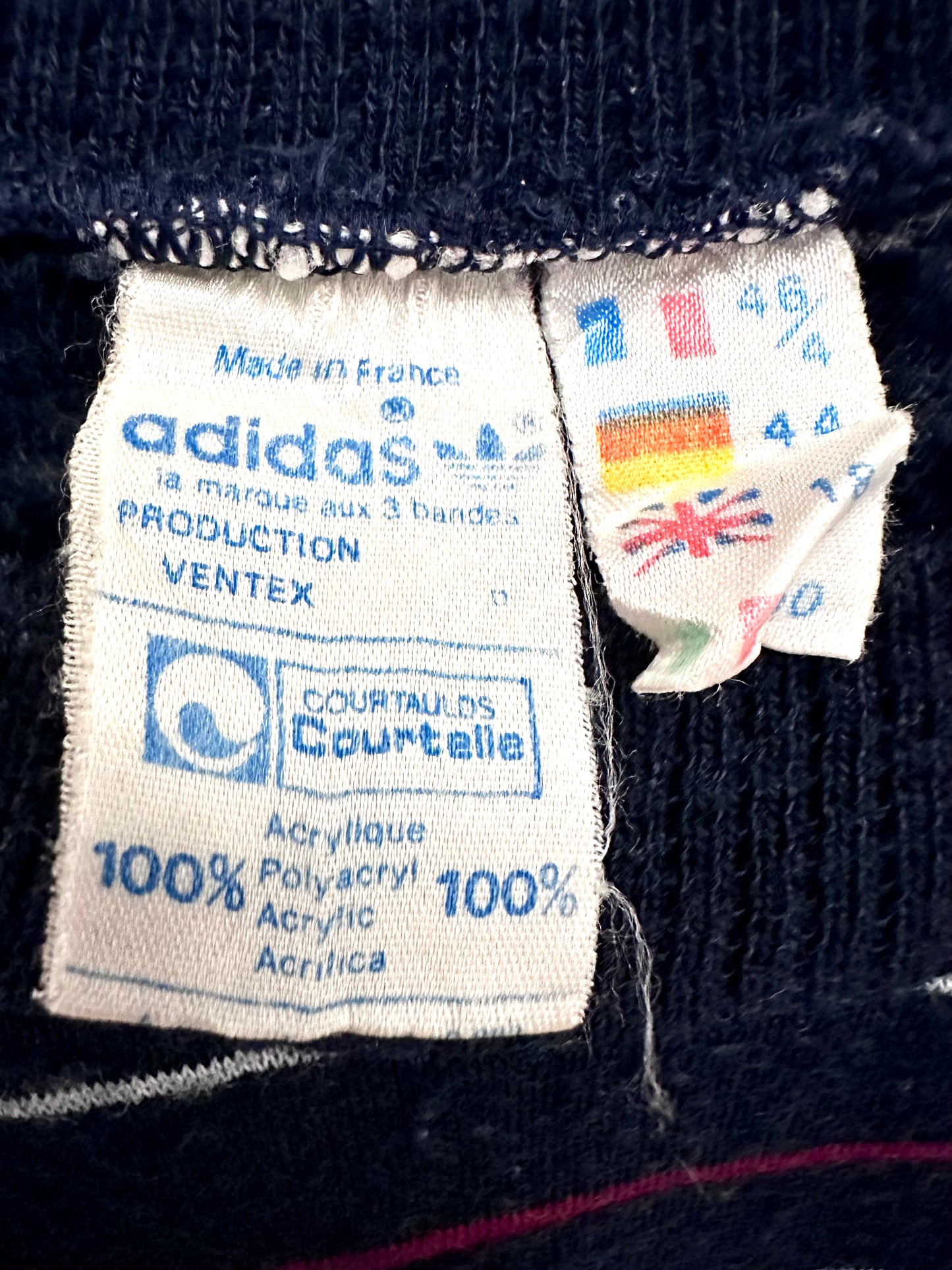 Adidas Ventex Sweatshirt — Made in France — Navy Red/White Striped — 80s (M/L)