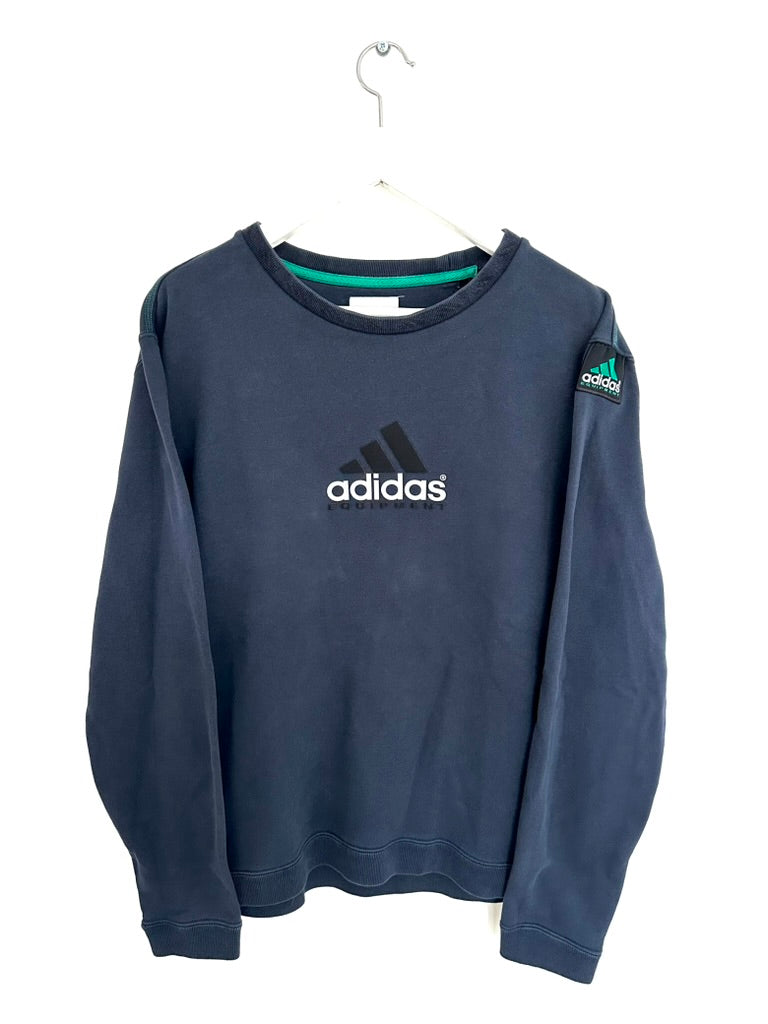 Adidas EQT Spellout Sweatshirt — Navy Blue — 10s (S)