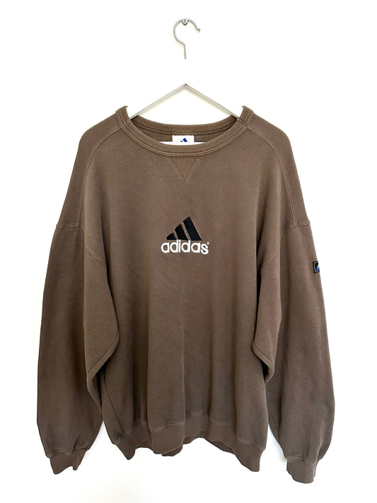 Adidas Corporate Logo Line Sweatshirt — 90s — Brown (XL)