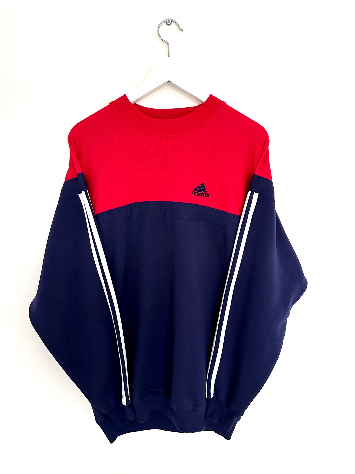 Adidas Colorblock Sweatshirt — 90s — Red/Navy (M)