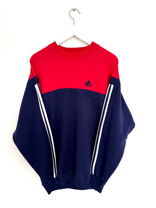 Adidas Colorblock Sweatshirt — 90s — Red/Navy (M)