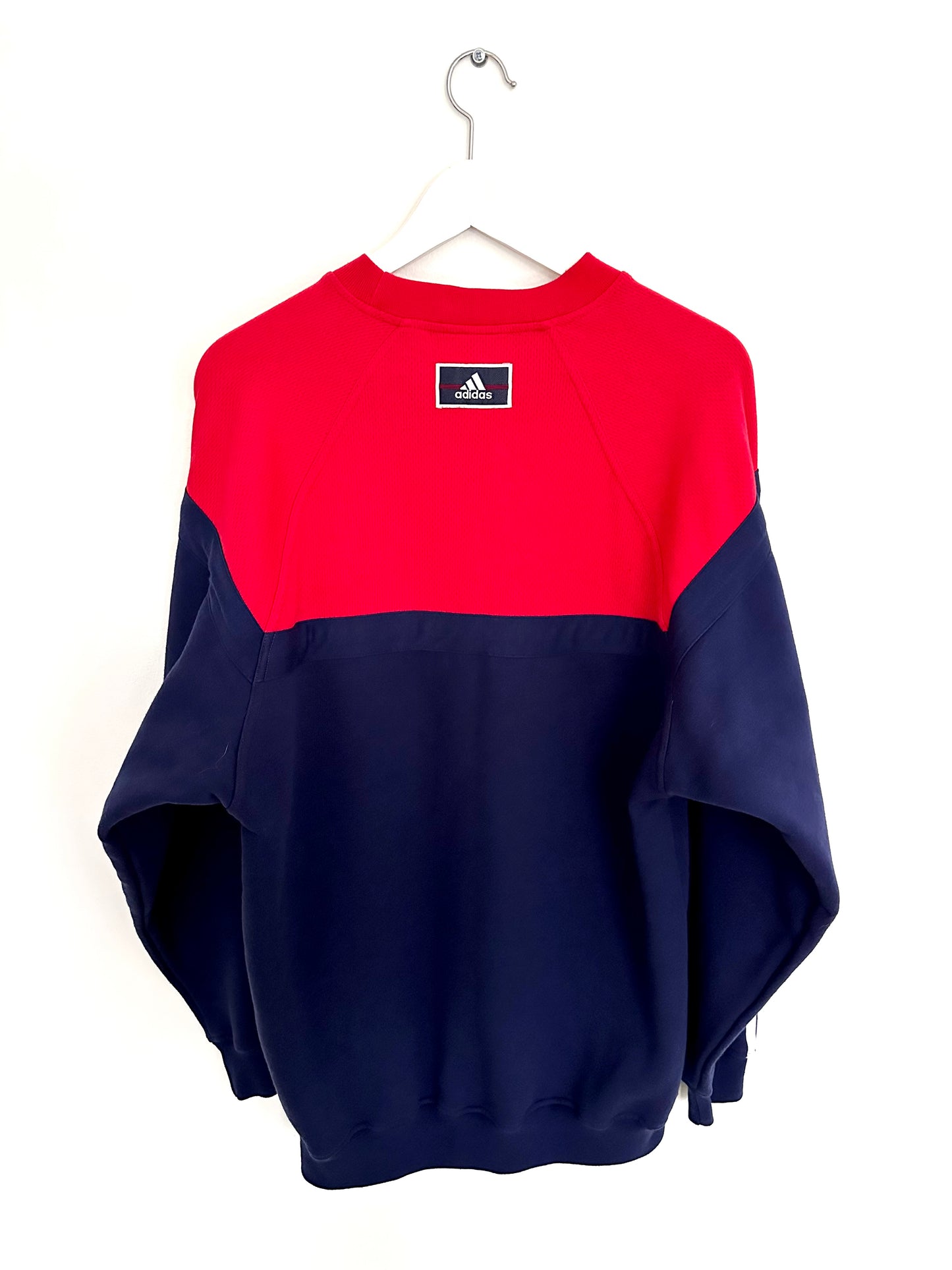 Adidas Colorblock Sweatshirt — 90s — Red/Navy (M)