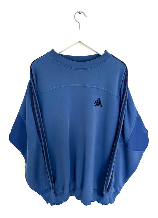 Adidas Embroidered Logo Sweatshirt — Blue — 90s (L)