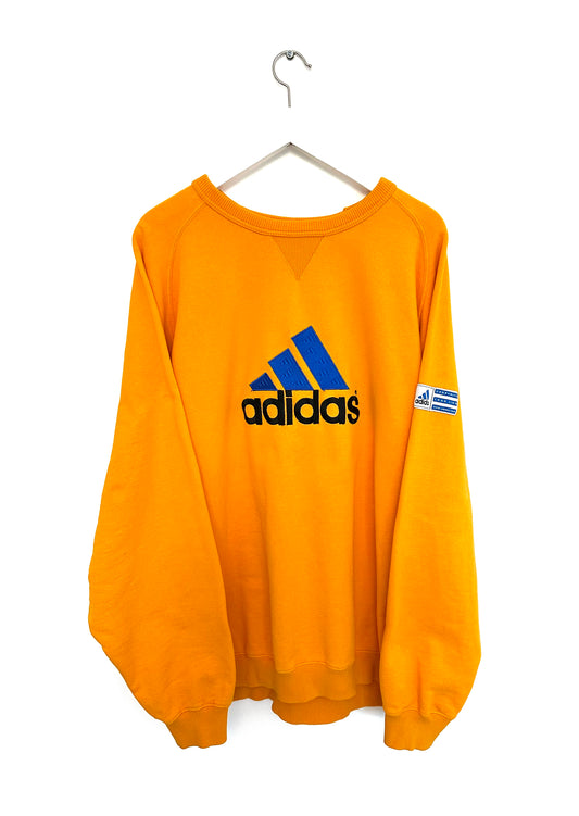 Adidas Big Spellout Sweatshirt — Orange — 90s (L)